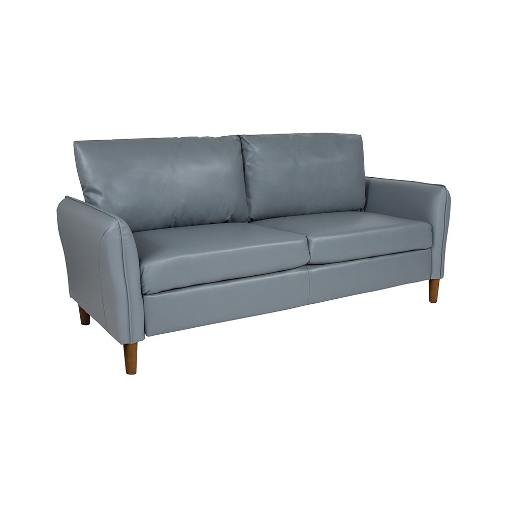 Milton Park Upholstered Plush Pillow Back Sofa in Gray LeatherSoft Milton Park Upholstered Plush Pillow Back Sofa in Gray LeatherSoft