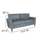 Milton Park Upholstered Plush Pillow Back Sofa in Gray LeatherSoft