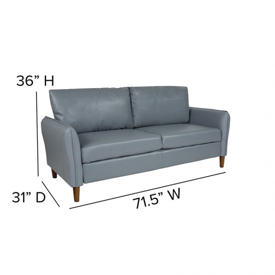 Milton Park Upholstered Plush Pillow Back Sofa in Gray LeatherSoft