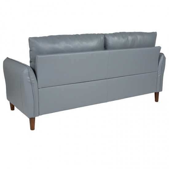 Milton Park Upholstered Plush Pillow Back Sofa in Gray LeatherSoft
