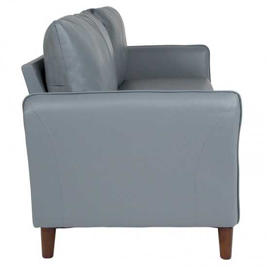 Milton Park Upholstered Plush Pillow Back Sofa in Gray LeatherSoft