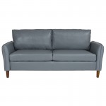Milton Park Upholstered Plush Pillow Back Sofa in Gray LeatherSoft