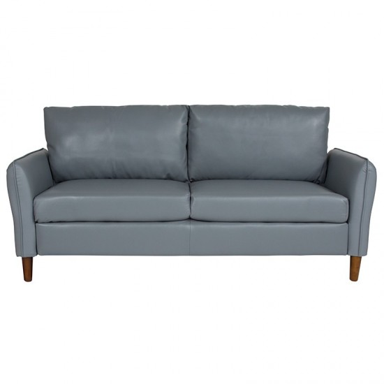 Milton Park Upholstered Plush Pillow Back Sofa in Gray LeatherSoft