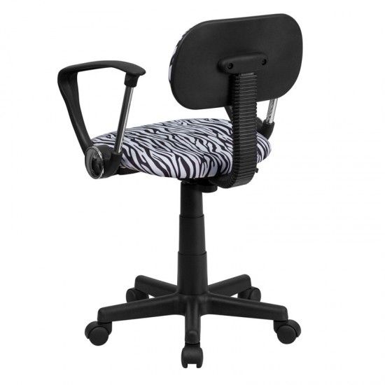 Black and White Zebra Print Swivel Task Office Chair with Arms