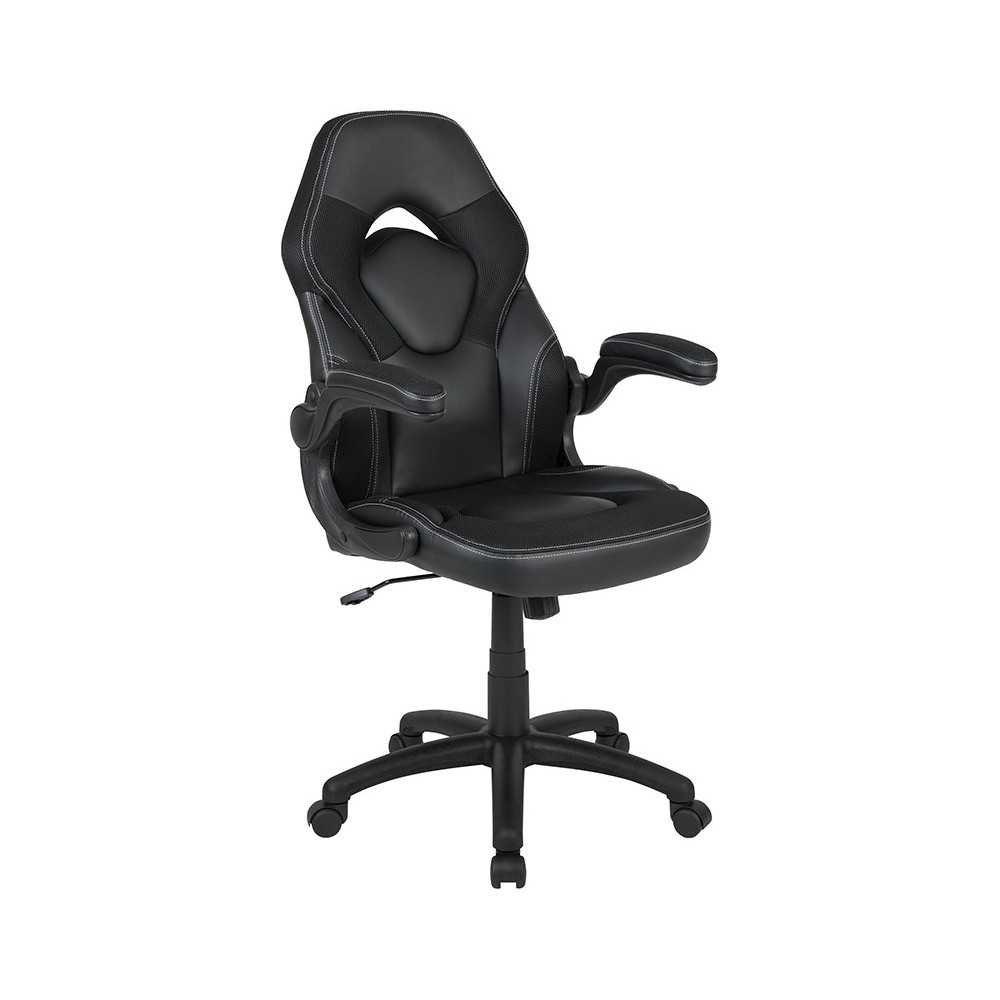 X10 Gaming Chair Racing Office Ergonomic Computer PC Adjustable Swivel Chair with Flip-up Arms, Black LeatherSoft X10 Gaming Chair Racing Office Ergonomic Computer PC Adjustable Swivel Chair with Flip-up Arms, Black LeatherSoft