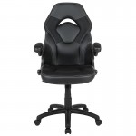 X10 Gaming Chair Racing Office Ergonomic Computer PC Adjustable Swivel Chair with Flip-up Arms, Black LeatherSoft