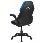 X10 Gaming Chair Racing Office Ergonomic Computer PC Adjustable Swivel Chair with Flip-up Arms, Blue/Black LeatherSoft