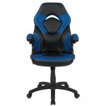 X10 Gaming Chair Racing Office Ergonomic Computer PC Adjustable Swivel Chair with Flip-up Arms, Blue/Black LeatherSoft