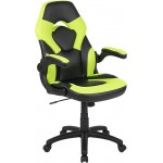 X10 Gaming Chair Racing Office Ergonomic Computer PC Adjustable Swivel Chair with Flip-up Arms, Neon Green/Black LeatherSoft