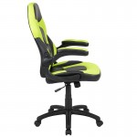 X10 Gaming Chair Racing Office Ergonomic Computer PC Adjustable Swivel Chair with Flip-up Arms, Neon Green/Black LeatherSoft