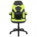 X10 Gaming Chair Racing Office Ergonomic Computer PC Adjustable Swivel Chair with Flip-up Arms, Neon Green/Black LeatherSoft