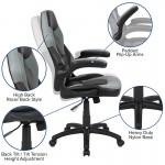 X10 Gaming Chair Racing Office Ergonomic Computer PC Adjustable Swivel Chair with Flip-up Arms, Gray/Black LeatherSoft