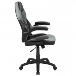 X10 Gaming Chair Racing Office Ergonomic Computer PC Adjustable Swivel Chair with Flip-up Arms, Gray/Black LeatherSoft