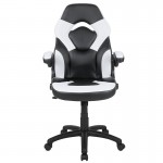 X10 Gaming Chair Racing Office Ergonomic Computer PC Adjustable Swivel Chair with Flip-up Arms, White/Black LeatherSoft