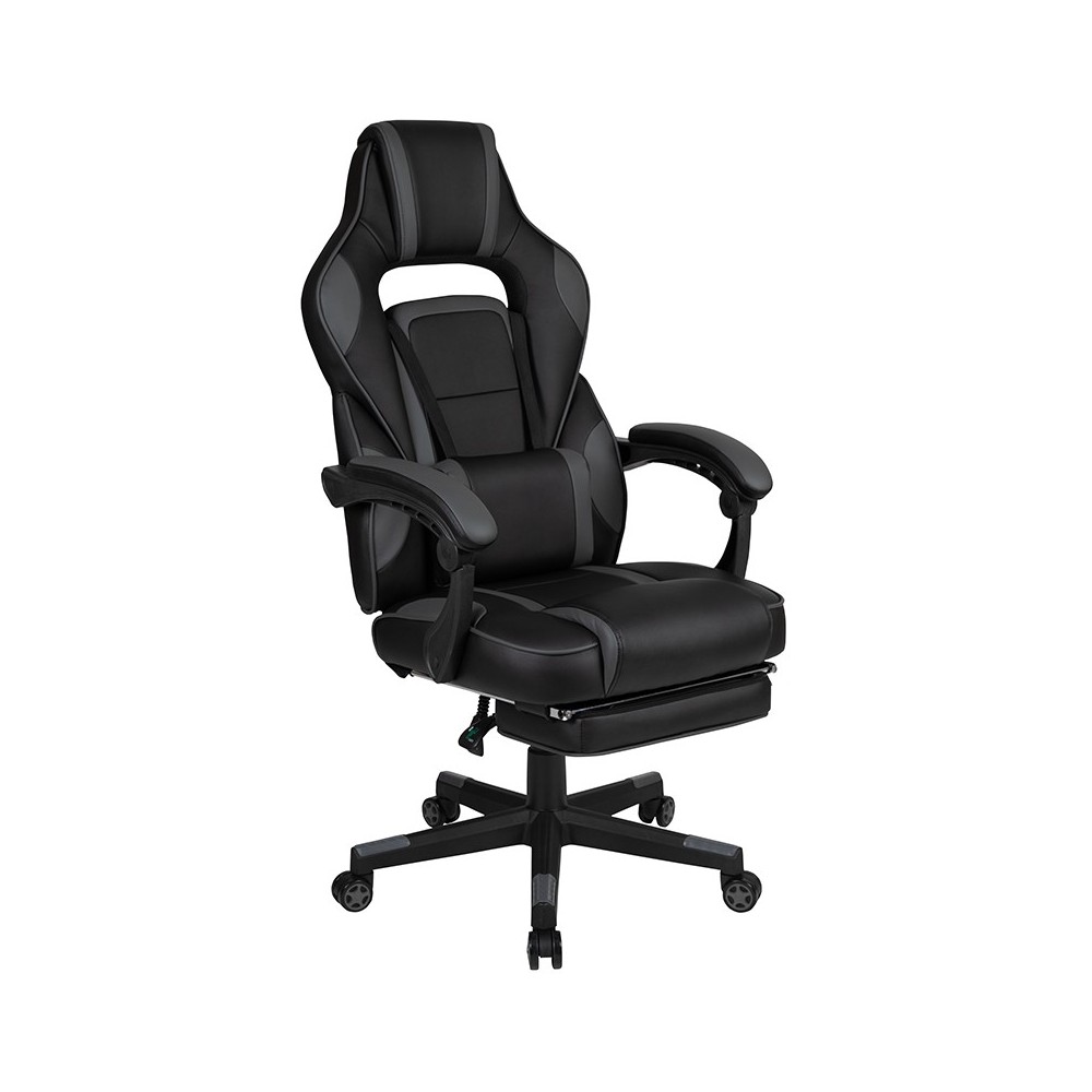 Ergonomic Computer Chair with Fully Reclining Back/Arms, Slide-Out Footrest, Massaging Lumbar - Black/Gray