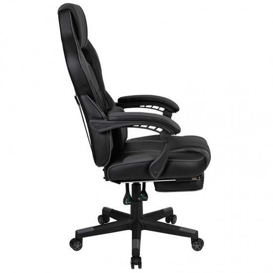 Ergonomic Computer Chair with Fully Reclining Back/Arms, Slide-Out Footrest, Massaging Lumbar - Black/Gray