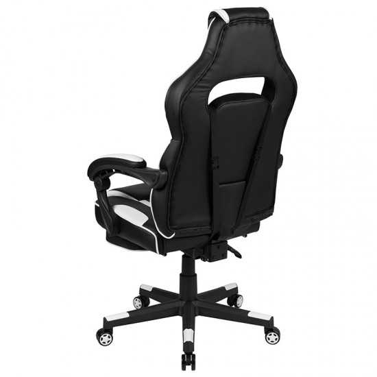 X40 Gaming Chair Racing Ergonomic Computer Chair with Fully Reclining Back/Arms, Slide-Out Footrest, Massaging Lumbar - White