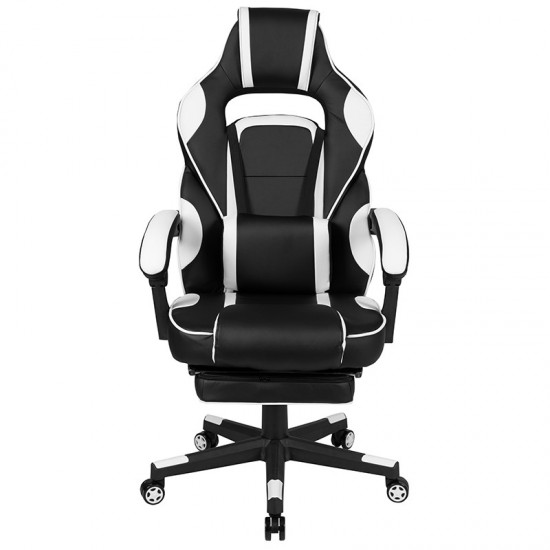 X40 Gaming Chair Racing Ergonomic Computer Chair with Fully Reclining Back/Arms, Slide-Out Footrest, Massaging Lumbar - White