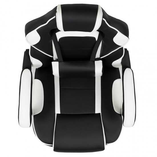 X40 Gaming Chair Racing Ergonomic Computer Chair with Fully Reclining Back/Arms, Slide-Out Footrest, Massaging Lumbar - White