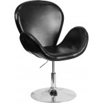 HERCULES Trestron Series Black LeatherSoft Side Reception Chair with Adjustable Height Seat