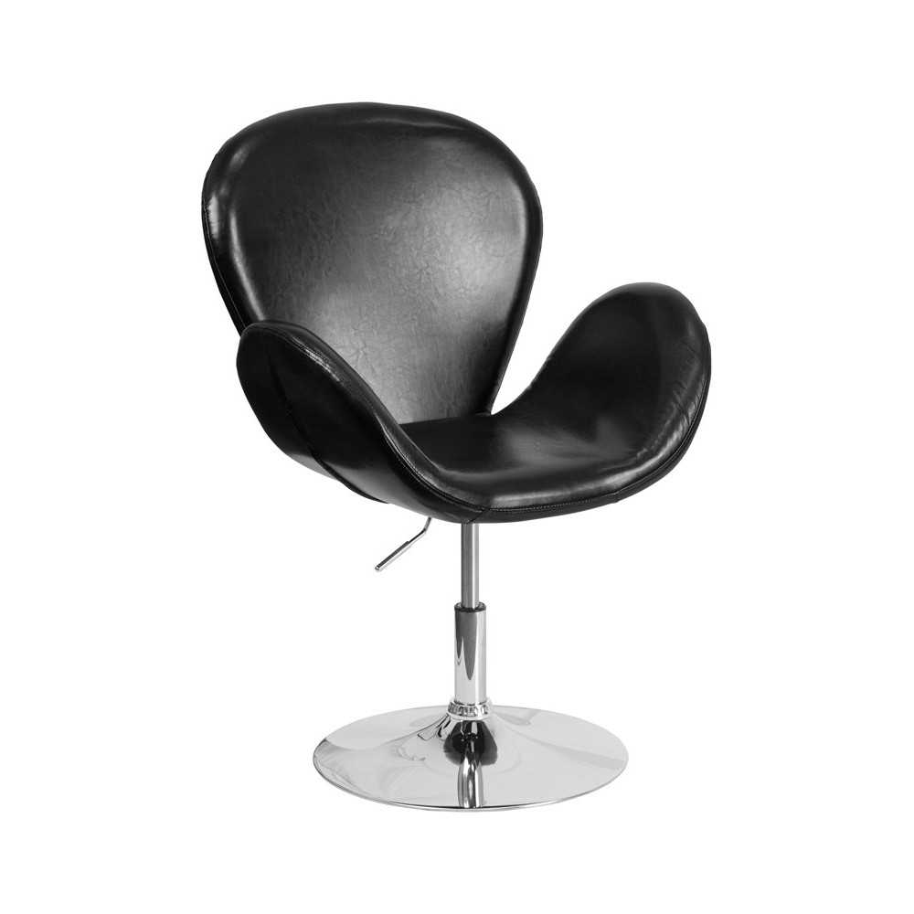 HERCULES Trestron Series Black LeatherSoft Side Reception Chair with Adjustable Height Seat