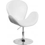 HERCULES Trestron Series White LeatherSoft Side Reception Chair with Adjustable Height Seat