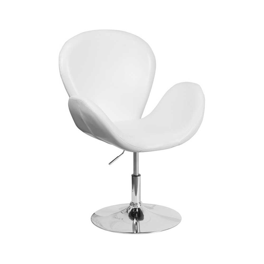 HERCULES Trestron Series White LeatherSoft Side Reception Chair with Adjustable Height Seat