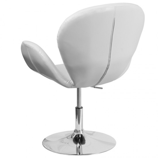 HERCULES Trestron Series White LeatherSoft Side Reception Chair with Adjustable Height Seat