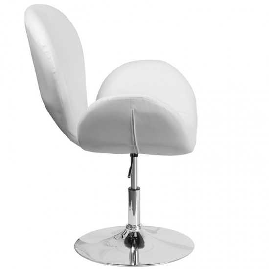 HERCULES Trestron Series White LeatherSoft Side Reception Chair with Adjustable Height Seat