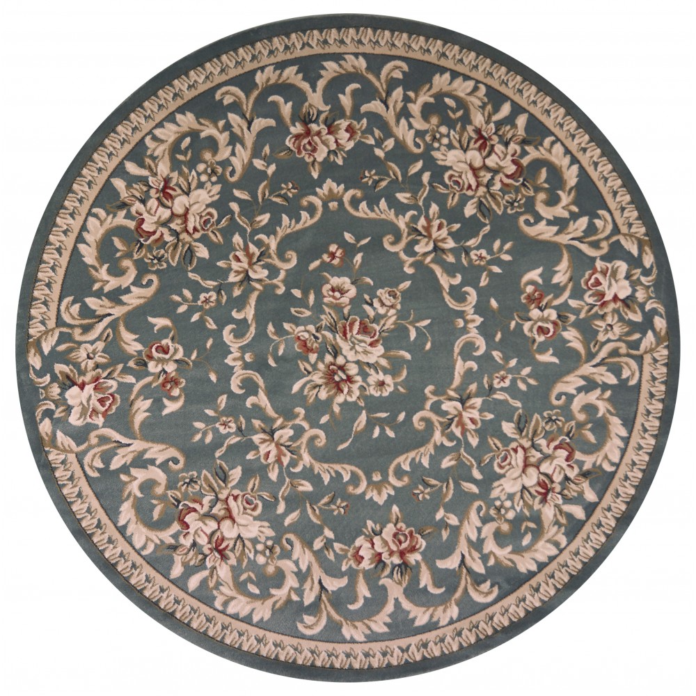 Avalon Slate Blue Aubusson 7'10" Round Rug