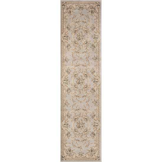 Avalon Light Grey Aubusson 2' x 7'7" Runner Rug