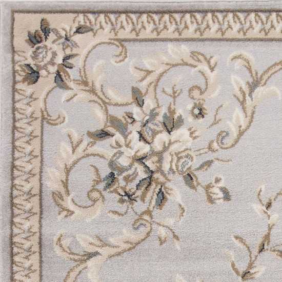 Avalon Light Grey Aubusson 3'3" x 5'3" Rug