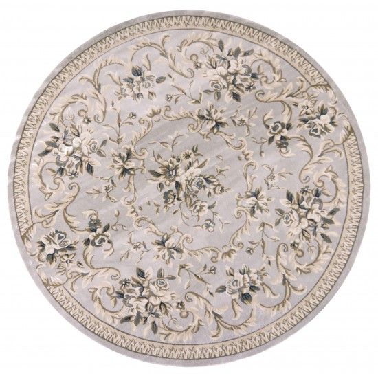 Avalon Light Grey Aubusson 7'10" Round Rug