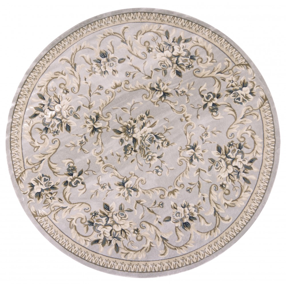 Avalon Light Grey Aubusson 7'10" Round Rug Avalon Light Grey Aubusson 7'10" Round Rug