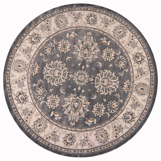 Avalon Grey/Ivory Kashan 7'10" Round Rug