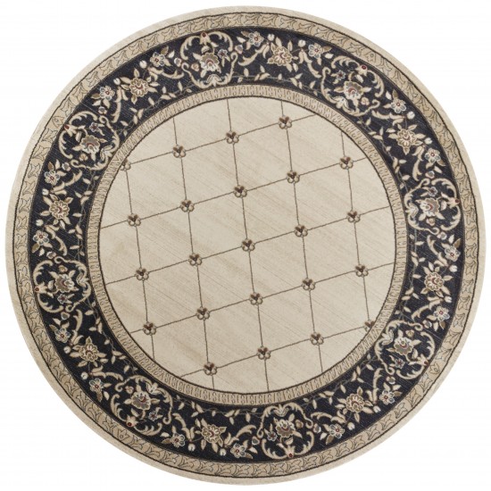 Avalon Ivory/Grey Courtyard 7'10" Round Rug