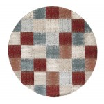 Avalon Brown Checkered 7'10" Round Rug