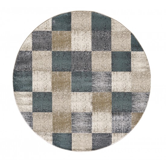 Avalon Ivory Checkered 7'10" Round Rug