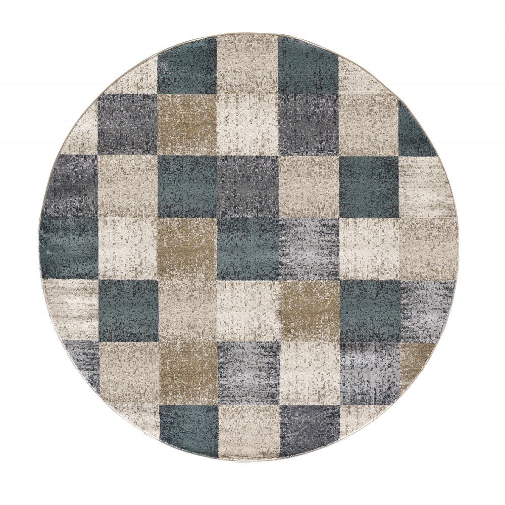 Avalon Ivory Checkered 7'10" Round Rug