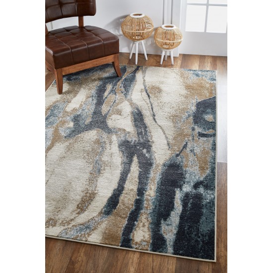 Avalon Ivory/Blue Wonder 2' x 7'7" Runner Rug