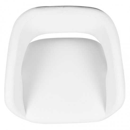 Contemporary White Vinyl Adjustable Height Barstool with Rounded Mid-Back and Gold Base