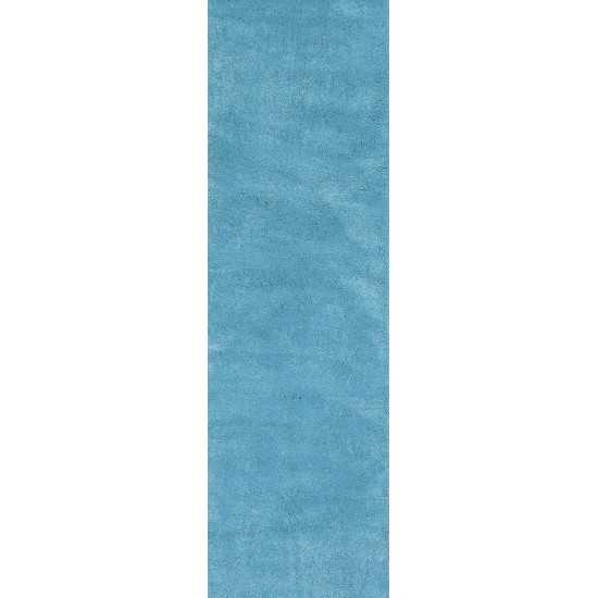 Bliss Highlighter Blue Shag 2'3" x 7'6" Runner Rug