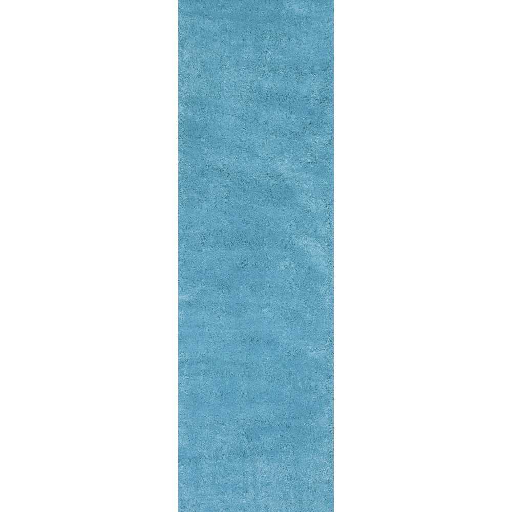 Bliss Highlighter Blue Shag 2'3" x 7'6" Runner Rug