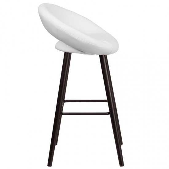 Kelsey Series 29'' High Contemporary Cappuccino Wood Barstool in White Vinyl