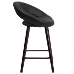 Kelsey Series 24'' High Contemporary Cappuccino Wood Counter Height Stool in Black Vinyl