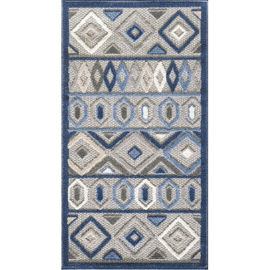 Calla Grey/Blue Aztec 2'2" x 4' Rug