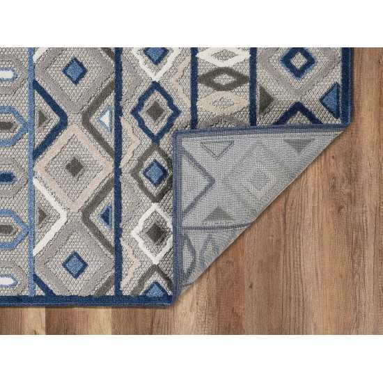 Calla Grey/Blue Aztec 6'7" x 9' Rug