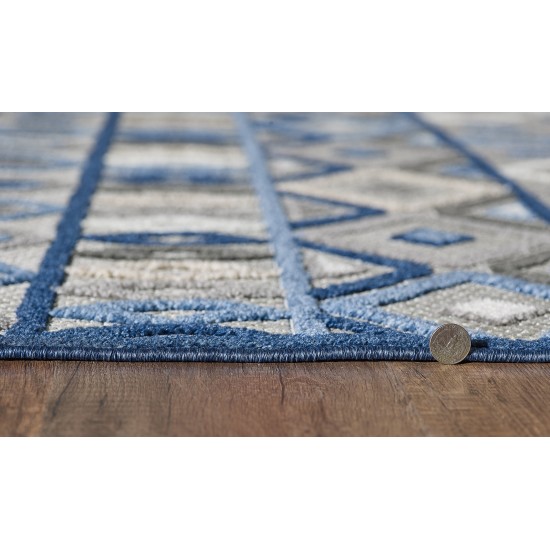 Calla Grey/Blue Aztec 6'7" x 9' Rug