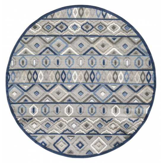 Calla Grey/Blue Aztec 7'10' Round Rug