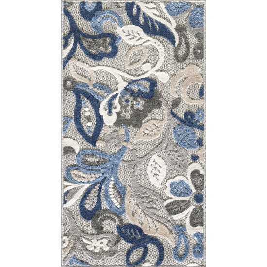 Calla Grey/Blue Leila 2'2" x 4' Rug